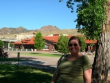 Kim stays cool in the shade